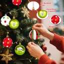 40 Pcs Christmas Balls Ornaments, 2.4 Inch Glittering Red Green White Ball Ornaments for Xmas Decorations, Plastic Striped Dot Hanging Baubles, Christmas Tree Pendants for Party Holiday Home