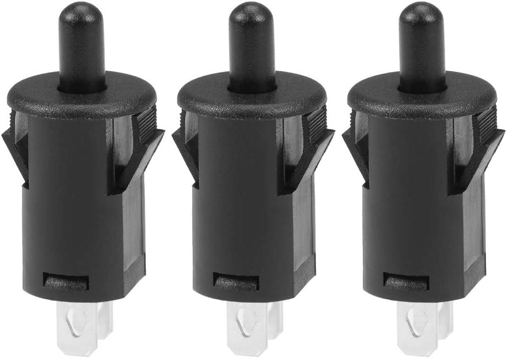 uxcell Refrigerator Door Light Switch 10mm Momentary Fridge Switch Normally Open PB35 AC 250V 3A Black 3pcs
