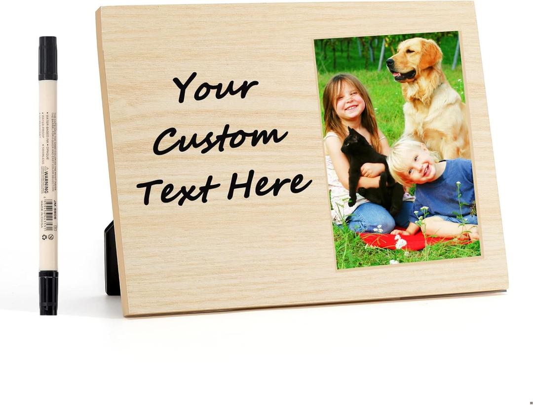 Personalized Baby Picture Frame-Ideal Memorial Gift for Baby Friend Couple Family Dog Cat Pet Keepsake Photo Frame, Wood Picture Frame for All 4x6 Photos with Blank Space and Acrylic Cover