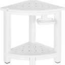 NALONE Corner Shower Stool, HDPE Shower Bench for Inside Shower, Small Shower Chair Seat for Shaving Legs with Storage Shelf, Soap Box and No-Slip Feet (White)