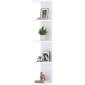 5 Tier White Lack Wall Shelf - Multi-Functional Display Organizer for Anime Figures, Funko Pop, Plants, Makeup & Books (7.1" x 5.5" x 30.7")  Space-Saving Floating Shelf for Home & Office