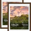 18x24 Picture Frame Set of 2, Wood Frame with Real Glass, Wide Border, 18X24 in