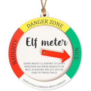 7 x Naughty Christmas Ornaments 2025, Elf Meter Ornament, Funny Naughty or Nice Christmas Elf Decoration, Hilarious, Cute Ornaments for Kids, Family Christmas Tree Decor, Santa Helper Meter (Nelxi-244)