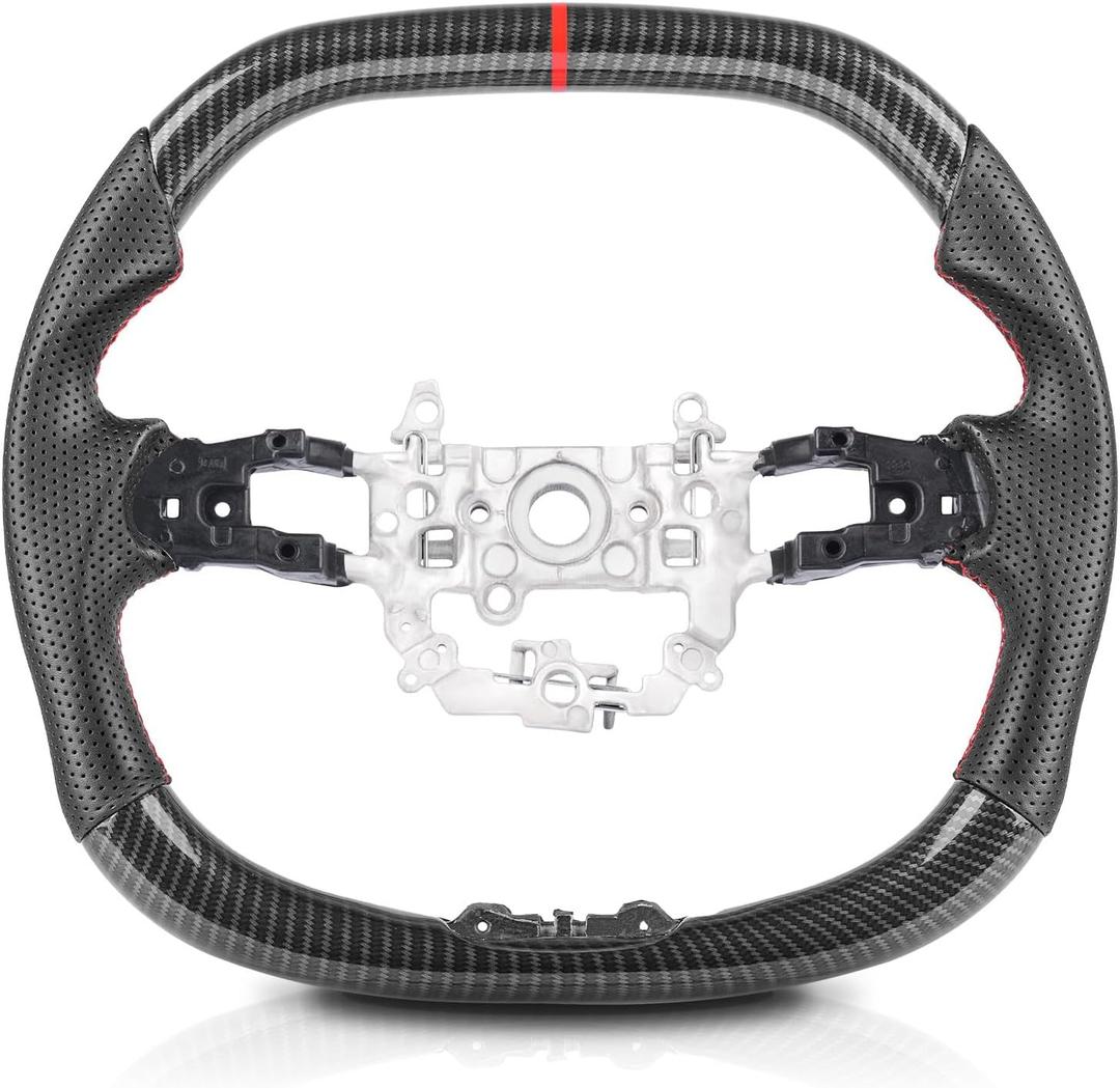 Steering Wheel, Hydro Dip Carbon Fiber Steering Wheel for 11th Gen Honda Civic FL5 2021-2025, Non-Slip Flat-bottom Perforated Leather with Replacement for Honda Civic Accord Acura Integra
