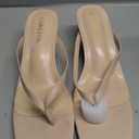 Kitten Heels for Women Square Toe Sandals Flip Flop Heels Thong Sandals Comfortable Summer 2 Inch Heels Sandals (7, Nude)