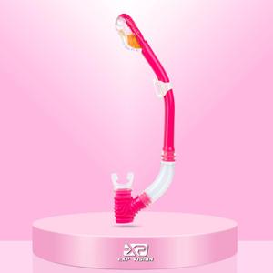 Dry Snorkel for Kids, Ultimate Snorkel Tube for Snorkeling, Freediving & Swimming, Easy-Breath Technology, Top-Mounted Dry Valve & Food-Grade Silicone Mouthpiece (Pink)