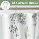 Sage Green Boho Watercolor Floral Shower Curtain,Eucalyptus Botanical Fabric Shower Curtains for Bathroom,Light Green White Nature Plant Cottage Core Bath Curtain for Farmhouse Decor with Hooks 72x72
