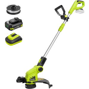 SnapFresh 20V Cordless String Trimmer, 12" 2-in-1 Weed Wacker and Lawn Edger with Wheels, 8000 RPM Auto Feed Spool, Lightweight Battery Powered Weed Eater, 2.0Ah Battery and Fast Charger Included