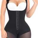 YIANNA Fajas Colombianas Shapewear for Women Tummy Control Butt Lifter with Zipper Crotch Postpartum Body Shaper (X-Large, 1-black)