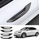 Qiilu Door Handle Cover Carbon Fiber Abs 4Pcs Car Anti Freezing Replacement for Y