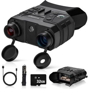 Night Vision Goggles, 4K Night Vision Binoculars for Adults, 36MP Photo, 5000mAh Rechargeable Battery, 1300FT Range, 8X Digital Zoom, Infrared Vision, 32GB SD, Flashlight & Compass for Camping