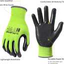 MANUSAGE Nitrile Work Gloves, 3D Comfort Stretch Fit, Powerful Grip, Touchscreen, Durable Foam Coated, Flexible, Lightweight, Machine Washable, Size-L Yellow 24 Pairs