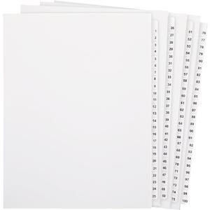 Yeaqee 1 Set 1-100 Numbered Tab Dividers Un-Punched Letter Size 8.5 x 11 Inch Paper Page White Binder Index Dividers for Office Documents Files
