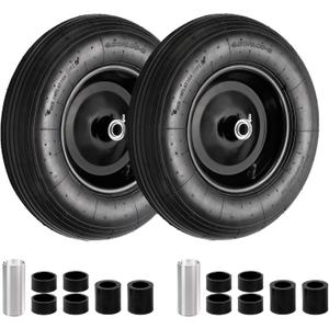 RRQ 4.80/4.00-8 Tire and Wheel, 16" Pneumatic Wheelbarrow Tires, 2 Pack, 15.5 inches