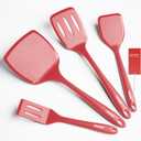 Silicone Spatula Set, 600F Heat Resistant Silicone Spatula Turner Flipper for Cooking, Non Stick and Non Scratch Kitchen Utensils for Eggs & Pancakes, 4 Pack, Red