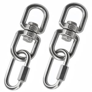 2PCS M8 Swivel Ring Double Ended Swivel Eye Hook with 2 Pcs Quick Link, Eye to Eye Swivel Shackle Ring Connector for Swing, Hanging Chair, Hammock, and Fitness Ropes Supplies (8mm)