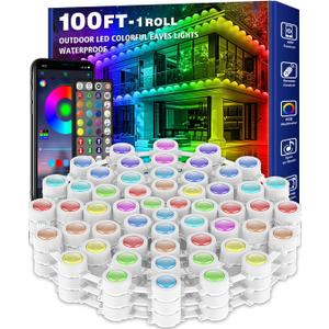 100FT Permanent Outdoor Lights, RGB LED Eaves Lights with APP/Remote Control, IP67 Waterproof LED String Lights for Christmas, Halloween, Garden Decor
