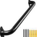 24 Inch No-Slip Black Metal Stair Railing Indoor - 2 FT Interior Staircase Handrail Wall Mount, Outdoor Grab Bars for Stairs, Steps Hand Rails, Banister Deck Rails