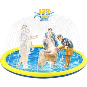 127 inch Extra Large Non-Slip Splash Pad Sprinkler for Kid and Dog, Kiddie Dog Pool, Toddler Outdoor Toys for Ages 3-12 Boys Girls, Summer Outdoor Water Kids Toys, Parent Games, Backyard, Lawn