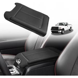 Muslogy Center Console Armrest Cover Fit for Ford F-150 F150 2009-2014 Accessories, Comfort Armrest Pad Console Lid Cushion Vegan Leather Regular Thick(Seat ONLY)