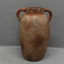 Rustic Ceramic Farmhouse Vase, 9.8 Inch Terra Cotta Vase for Home Decor, Large Pottery Decorative Flower Vase for Living Room, Table Centerpiece, Shelf, Mantel Decoration (Rusty Brown)