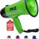 Pyle Portable Megaphone Speaker Siren Bullhorn - Compact and Battery Operated with 20 Watt Power, Microphone, 2 Modes, PA Sound and Foldable Handle for Cheerleading and Police Use - Pyle PMP22GR,Green