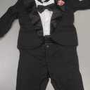 A&J DESIGN Baby Boy Tuxedo Gentleman Footie One-piece Romper with Bow Tie 80