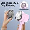 Rechargeable Fabric Shaver for Clothes: 6-Leaf Blades & 3 Speeds to Remove Pilling, Fuzz & Lint Balls - with LED Display, Portable Electric Lint Remover for Sweater, Couch, Blanket, Furniture (Pink)
