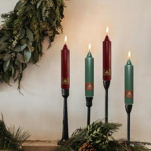 Christmas Red Green Candle 7 Inch Short Taper Candle Unscented Smokeless Tapered Candles 4 PCS Smokeless Candle for Christmas Dinner Home Decoration