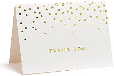 Gartner Studios Gold Foil Dots Thank You Cards, Ivory and Gold Foil Blank Thank You Notes, 3.5” x 5”, Set of 50 Blank Notecards with Envelopes (13745)