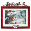 Xmas station Christmas 5x7 Picture Frame Christmas Metal Display Photo Frames with White Rhinestone High Definition Glass Front Gift Ideas Tabletop Home Decorative (2025 Snowman, Red)