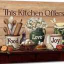 Country Kitchen Food Still Life Canvas Wall art Vintage Rustic Farmhouse This Kitchen Offers Food Love and Joy Painting Picture Wall Decor Poster Print Artwork for Dining Room Home Decoration (24"L x 16"W)