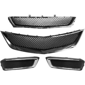 Impala Grille Front Upper & Lower Grille With Fog Light Cover Set Compatible With 2014 2015 2016 2017 2018 2019 2020 Chevy Impala LT LS