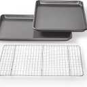 Chicago Metallic Professional Non-Stick Cookie and Jelly-Roll Pan Set with Cooling Rack, 17 by 12.25 Inches