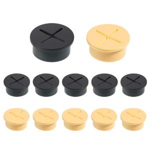 12 Pcs Wire Grommet, 1Inch Flexible Silicone Desk Rubber Wire Hole Cover Cable Cord Pass Through Desk Grommet for Table and Other Furniture (Black, Yellow)
