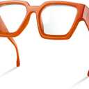 livho Oversized up to 99% Blue Light Blocking Glasses for Woman - Rectangle Fashion Glasses for Computer, Chic Preppy Frame (Brick)