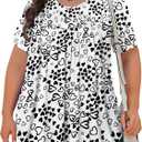 Womens Plus Size Tops Tunic Short Sleeve Crew Neck Shirts Casual Soft Blouse 1X-5X (White, XXXL)