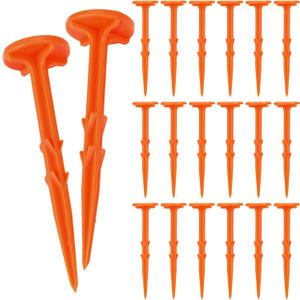 Nuanchu 50 Pcs 5 Inch Low Profile Survey Markers Hi-vis Line Yard Property Marker Survey Stakes for Patios, Lawn Edges, Gardens, Paver Landscape Fabric Tarps Weed Barriers (Orange,5 x 1.5 Inches)