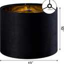 GO&SO Black Velvet Lamp Shades - 13" Top x 13" Bottom x 10" High(Spider) Medium Drum Lampshades - Traditional Fabric Lamp Shade for Table Lamps - Replacement Lampshade - Assembly Required