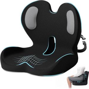 Ergonomic Seat Cushion,Office Chair Cushion with Lumbar Support Pillow,Car Orthopedic Seat Cushions,Designed for Sciatica,Tailbone,Back Pain Relief,for Office,Car,Truck,Home,Desk Chair