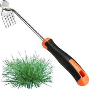 Weed Puller Tool2025 Newly Weeder Stainless Steel Hand Weed Puller,Portable 5 Teeth Weed Remover Tool Weeding Tools for Gardening Vegetable Backyard Farm Planting & Uprooting (Rubber Handle)