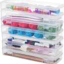 novelinks Plastic Clear Storage Containers for Organizing, Craft Storage Organizers and Stackable Storage Bins with Lids for Pencil Box, Bead, Cookie Cutter, Board Game (6 Pack Large)