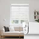 Grandekor No Drill Cordless Zebra Blinds, Dual Layer Light Filtering Day & Night Roller Shades, Inside Mount Free-Stop Privacy Window Shades for Home, Easy Install(27" W x 64" H, White)