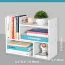 Desktop Shelf Organizer,Adjustable Stackable Office Storage Rack,Wood Display Shelf,White Small Bookshelf for Desktop,Tabletop Desk Shelf,Multipurpose Shelves for Office, Dormitory,Home Decor., 12.2w X 13.8 H X 6.7 D