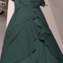 Formal Dresses for Women Gowns Evening Party Cocktail Dress,Split Elegant V Neck Wrap Ruffle Wedding Guest Dresses (Large, Dark Green)