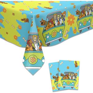 2Pack Scooby Tablecloth Disposable Tablecover Birthday Party Supplies and Decorations for Kid Boy Baby Shower Rectangle Tables 70"" X42