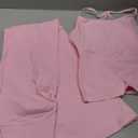 OMKAGI 2 Piece Workout Sets for Women Padded Tank Tops Flare Leggings Pilates Outfits (X-Small, Pink)