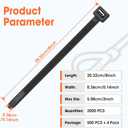 2000 PCS Zip Ties 8 Inch, Cable Ties 40lbs Tensile Strength, Black Zip Ties for Indoor and Outdoor Use, UV Resistant Wire Ties