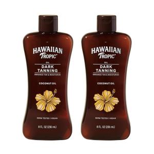 Hawaiian Tropic Dark Tanning Oil, 8 Fl Oz | Moisturizing Body Oil with Cocoa Butter, Tan Enhancer, 8 Fl Oz each Twin Pack