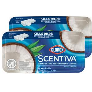 Clorox Scentiva Disinfecting Wet Mopping Pad Refills for Floor Cleaning, Pacific Breeze & Coconut, 48 Count